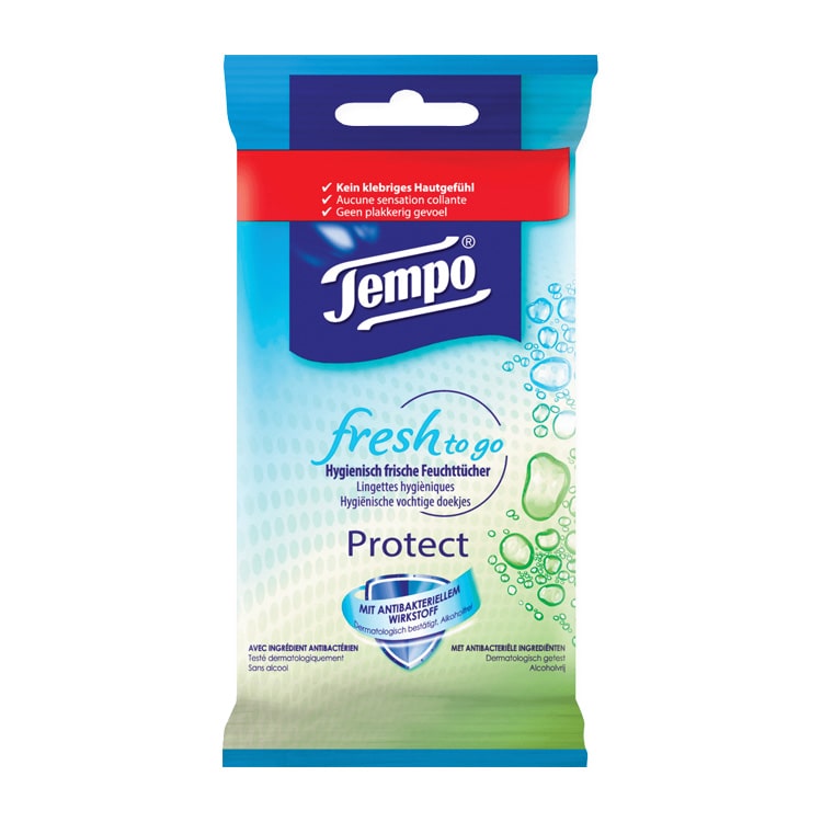 Tempo Vochtige Doekjes Fresh-To-Go Protect 15X10 St