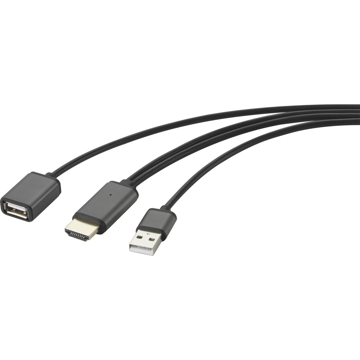 Renkforce USB-A-Stecker auf HDMI-Kabel mit USB-A-Buchse, 2 m