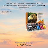 thumbnail of 10er Set D&C Tinte für Canon Pixma MX715 Druckerpatronen kompatibel im Canon Pixma MX 715 Drucker