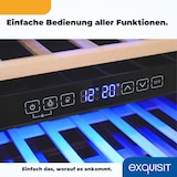 thumbnail of Exquisit Weinkühlschrank 2 Zonen, Platz für 78 Flaschen, 194 l, Umluftventilator, 9 Holzablagen, Digitale Temperaturanzeige, WS2-78-GTE-160G schwarz