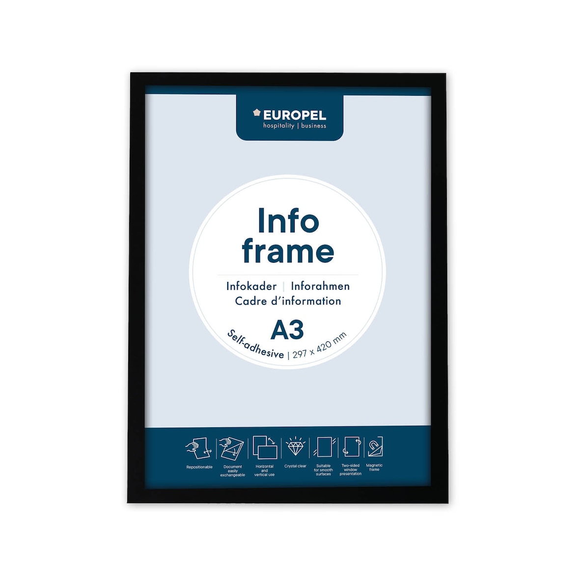 Europel Infokader Zelfklevend set 2 st. A3 zw.,  196001