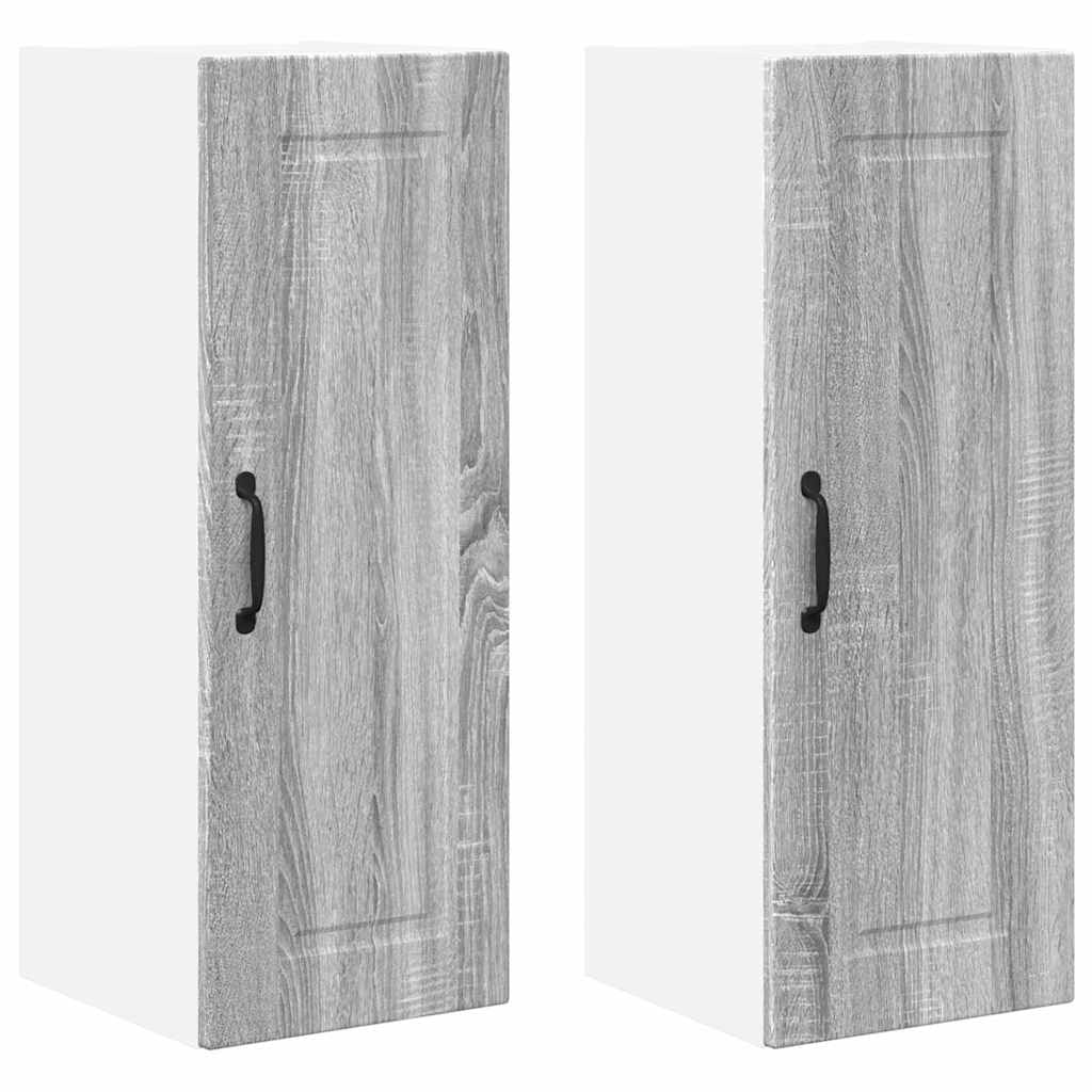 vidaXL Küchenwandschrank mit Regal 2 pcs Graues Sonoma 30 x 31 x 80 cm