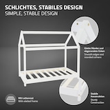 thumbnail of ML-Design Kinderbett 80x160 cm Weiß mit Matratze, Dach & Lattenrost, Hausbett aus Kiefernholz, Bodenbett Jugendbett Kinderhaus Holzbett Spielbett für