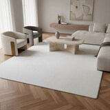 thumbnail of Teppich Kurzflor Unifarben Polyester Antirutsch Wohnzimmer Weiß Rund 80x80 | Kadima Design