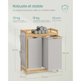 thumbnail of Helloshop26 - Panier à linge avec 3 compartiments corbeille à linge sale en bambou capacité de 150 litres avec étagère poches 12_0006670