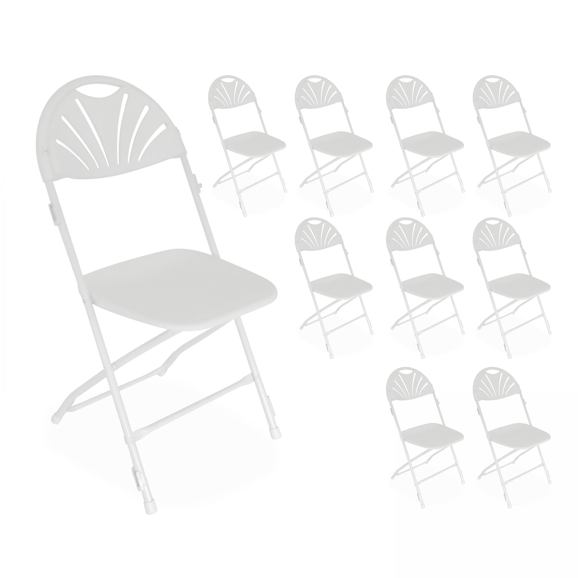 Sillas plegables Rekkem con ganchos de unión 45 x 45 x 89cm x10 Blanco