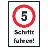 thumbnail of Schritt fahren 5 km/h Schrittgeschwindigkeit Schild A5 (148x210mm)