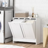 thumbnail of kleankin armario de baño con cestos ropa sucia, mueble ropa sucia con 2 compartimentos, ideal para lavandería, blanco, 66x33x68 cm