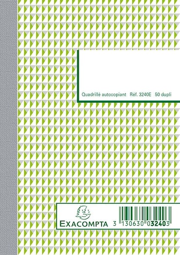 Exacompta - Réf. 3240E - Paquet de 10 Manifolds quadrillés 5x5 14,8x10,5cm 50 feuillets dupli autocopiants