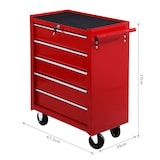 thumbnail of Carro Caja de Herramientas Taller Movil 5 Cajones Chapa de Acero 4 Ruedas Rojo