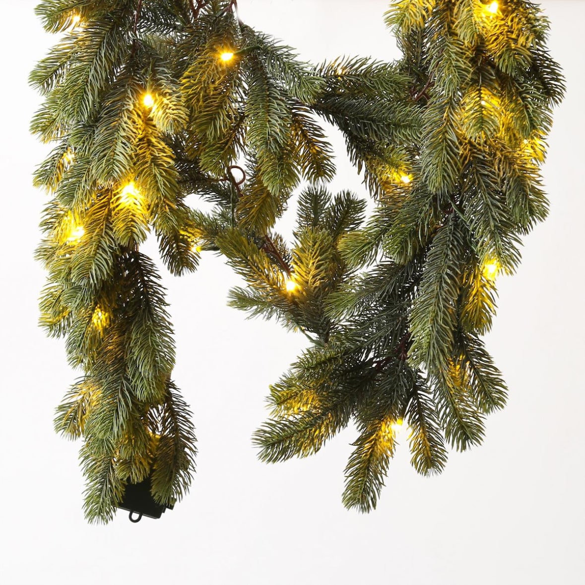 LED Tannengirlande Weihnachtsgirlande beleuchtet 1,8m Timer Batterie für Außen