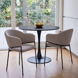 thumbnail of Set aus 2 Stühlen aus Chenille-Stoff mit Armlehnen, Metallgestell, umhüllendes Design für Küche, Esszimmer, Restaurants – Grace
