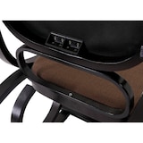 thumbnail of Cadeira de baloiço M41, poltrona giratória Poltrona TV, madeira maciça ~ aspeto nogueira, tecido/têxtil castanho escuro