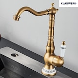 thumbnail of JULIAN | Premium Vintage Küchenarmatur Messing Gold | Edelstahl Retro Wasserhahn Mischbatterie Küche Gastro | 360° drehbar 2 Anschlüsse