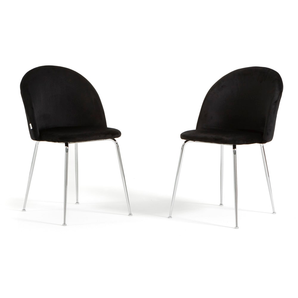 Set aus 2 Innenstühlen aus Samt, gepolstert, mit Metallbeinen, elegantes Design für Esszimmer, Bar und Restaurant – Sara – Schwarz/Silber