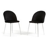 thumbnail of Set aus 2 Innenstühlen aus Samt, gepolstert, mit Metallbeinen, elegantes Design für Esszimmer, Bar und Restaurant – Sara – Schwarz/Silber