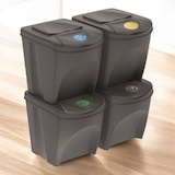 thumbnail of WellHome – Set mit 4 stapelbaren 25-Liter-Mülleimern in Grau