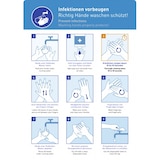 thumbnail of Aufkleber Infektionen vorbeugen, Richtig Hände waschen..., Kombischild, Folie, 210x297 mm