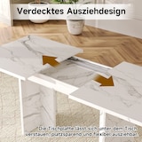 thumbnail of Merax Ausziehbarer Esstisch 140–180x80 cm, für 6–8 Personen, rechteckig, MDF-Tischplatte in Marmoroptik, Weiß