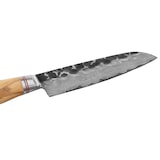thumbnail of Kleines Santokumesser I 13 cm Klinge aus 67 Lagen Damaststahl I Olivenholzgriff und Hammerschlag
