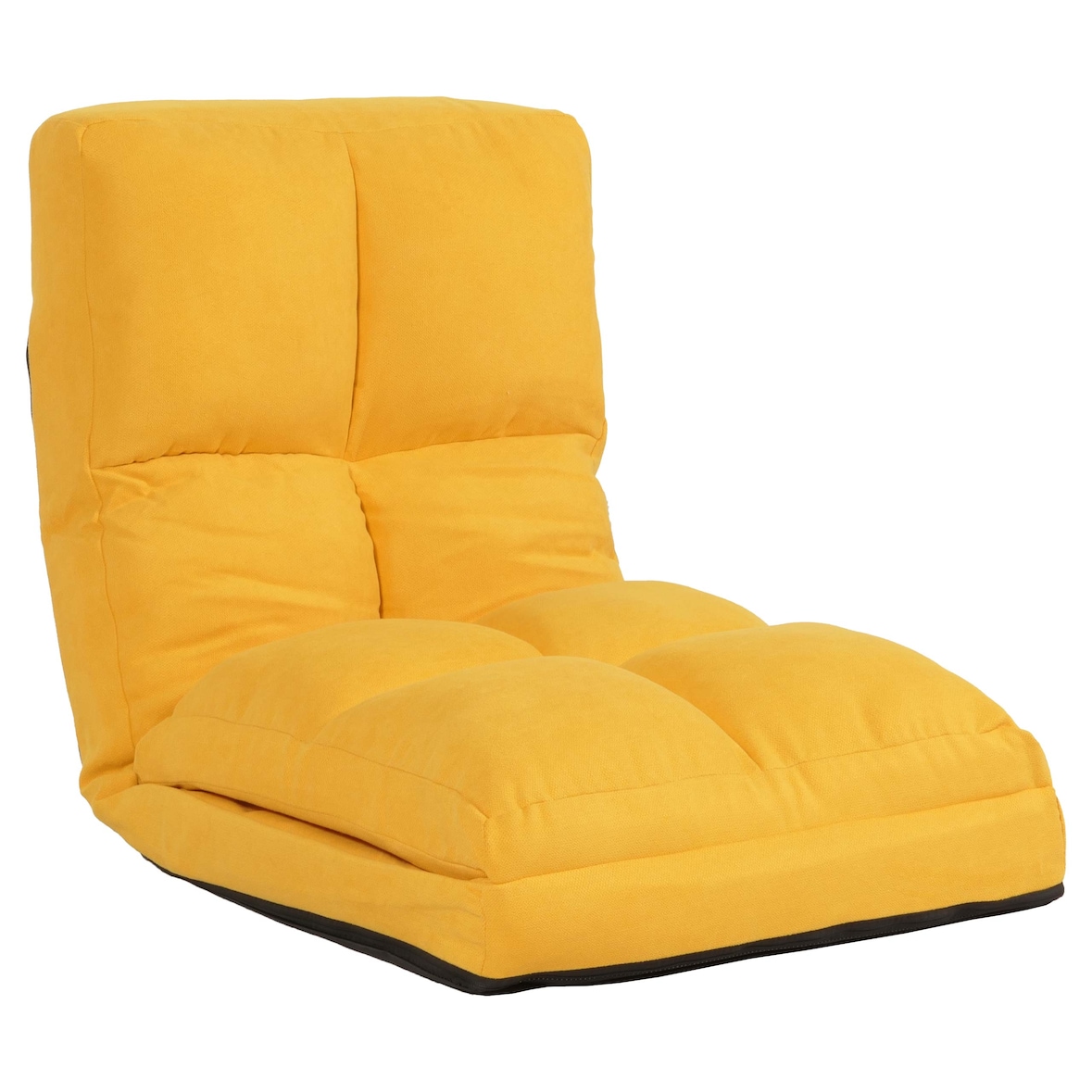 Sedia da pavimento HWC-N45, poltrona da pavimento letto cuscino 4 posizioni reclinabili, velluto ~ giallo