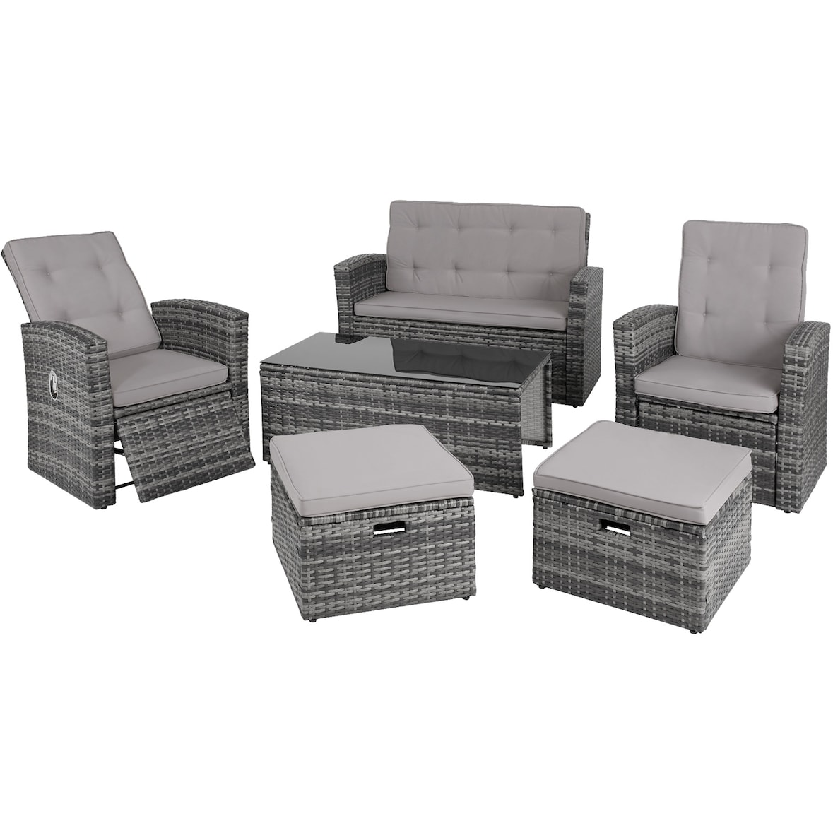 tectake Salon en rotin Bari - gris -404304