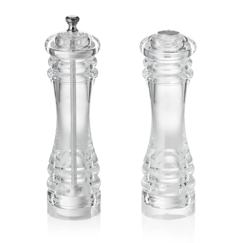 3x Salzstreuer und Pfeffermühlen Set Acryl, 20,5 cm Classic Mill Keramikmahlwerk