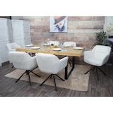 thumbnail of Set van 2 eetkamerstoelen HWC-K33, keukenstoel Stoel, draaibare autostand, stof MVG ~ bouclé-wit