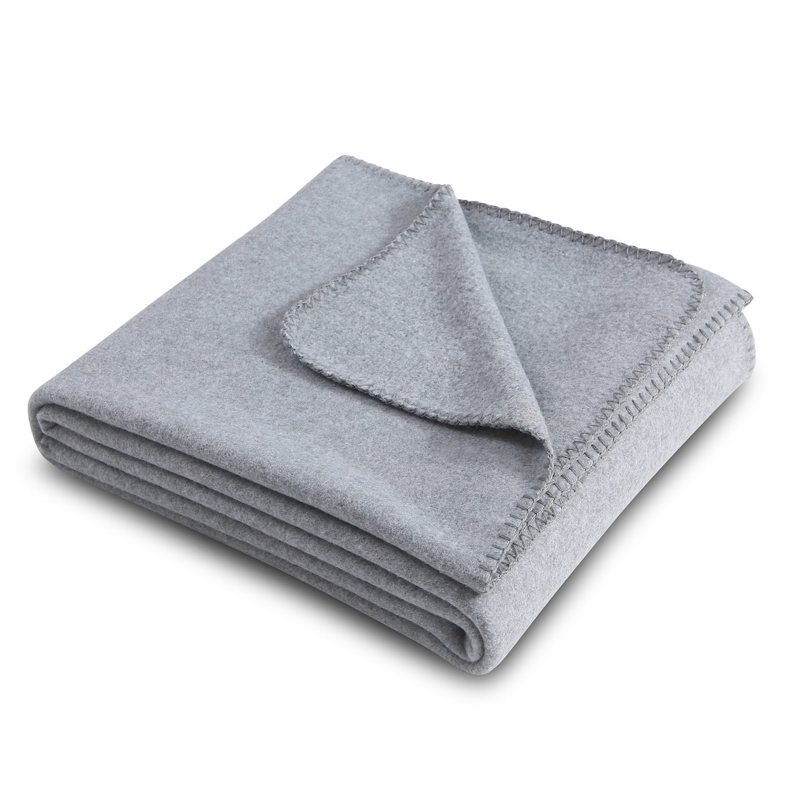 PREMIUM Fleecedecke melange OEKO-TEX 140x190 ca. 700g extra dick - grau melange (Bi-Color) mit Anti-Pilling und Qualitäts-Kettelrand