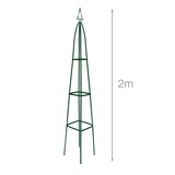thumbnail of Relaxdays Rankturm Metall spitz 190 cm, Rankhilfe für Kletterpflanzen und Rosen, freistehende Ranksäule für Garten, grün