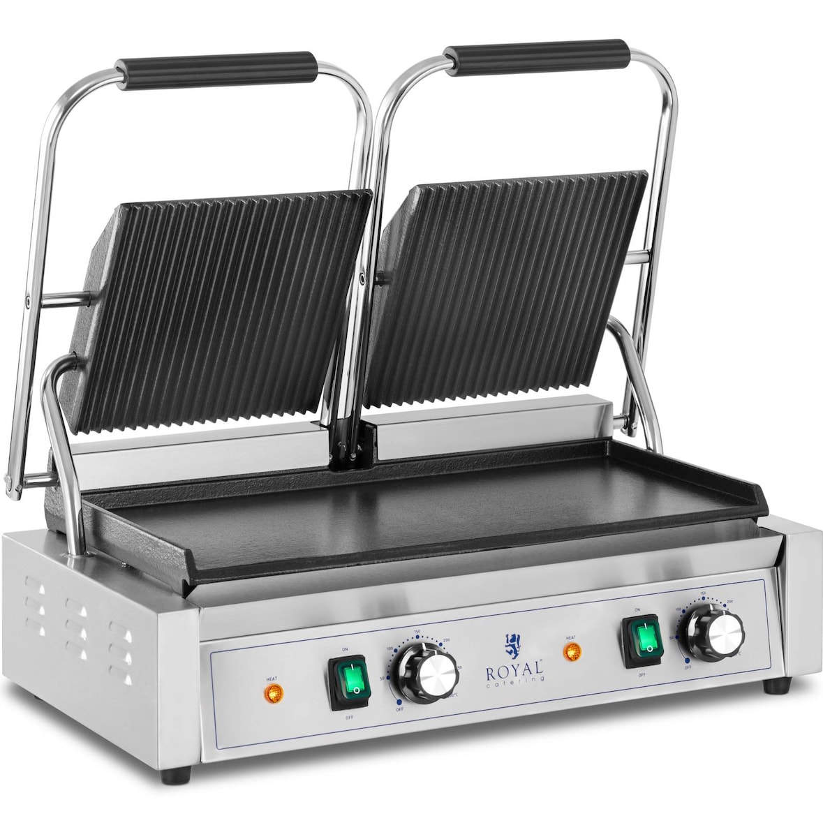 Royal Catering - Dubbele contactgrill - Ribbed + Flat -  - 3,600 W