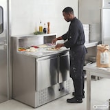 thumbnail of GastroHero Pizzatisch ECO 900 mit Granitplatte Kühltisch 2 Türen 900x700 mm Pizza Vorbereitungstisch für 5x GN 1/6 Behälter Umluftkühlung +2 bis +8 °C