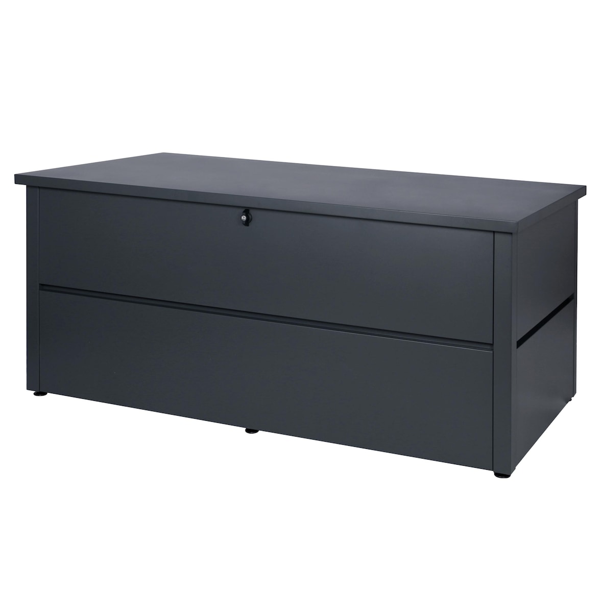 Gartentruhe HWC-J56, Aufbewahrungsbox Auflagenbox Truhe, Wasserdicht Metall Edelstahl 69x165x85cm 692l ~ anthrazit