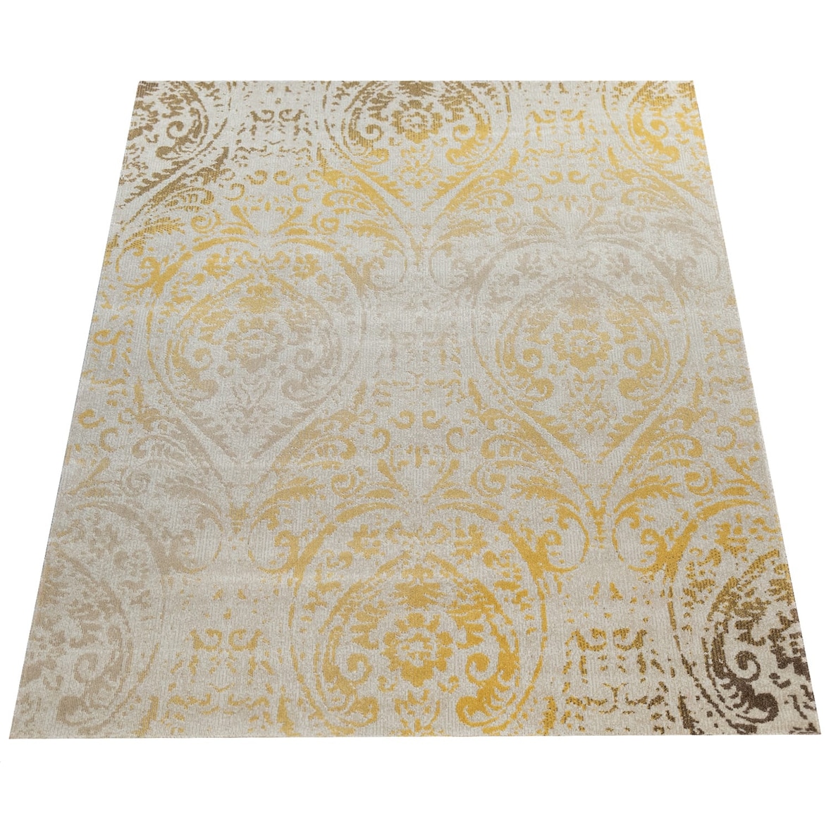 Outdoor Teppich Ornament-Muster Balkon, Terrasse schmutzabweisend Gelb Rechteckig 60x100 | 100% Polypropylen | Florhöhe: 2 mm | nur Handreinigung