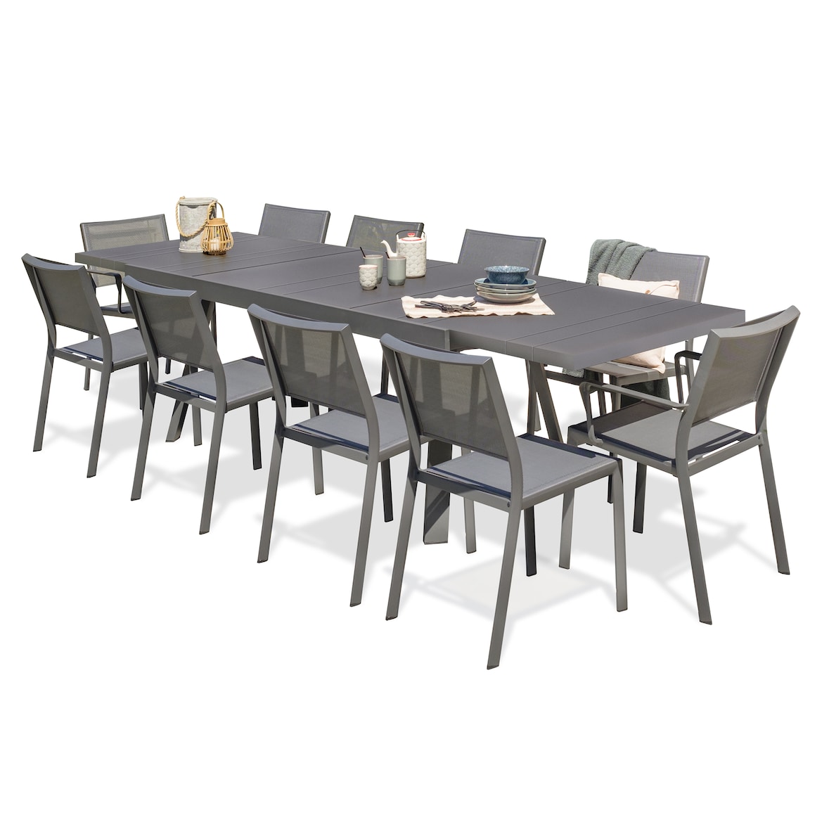 Garten-Essgruppe für 10 Personen ausem Aluminium