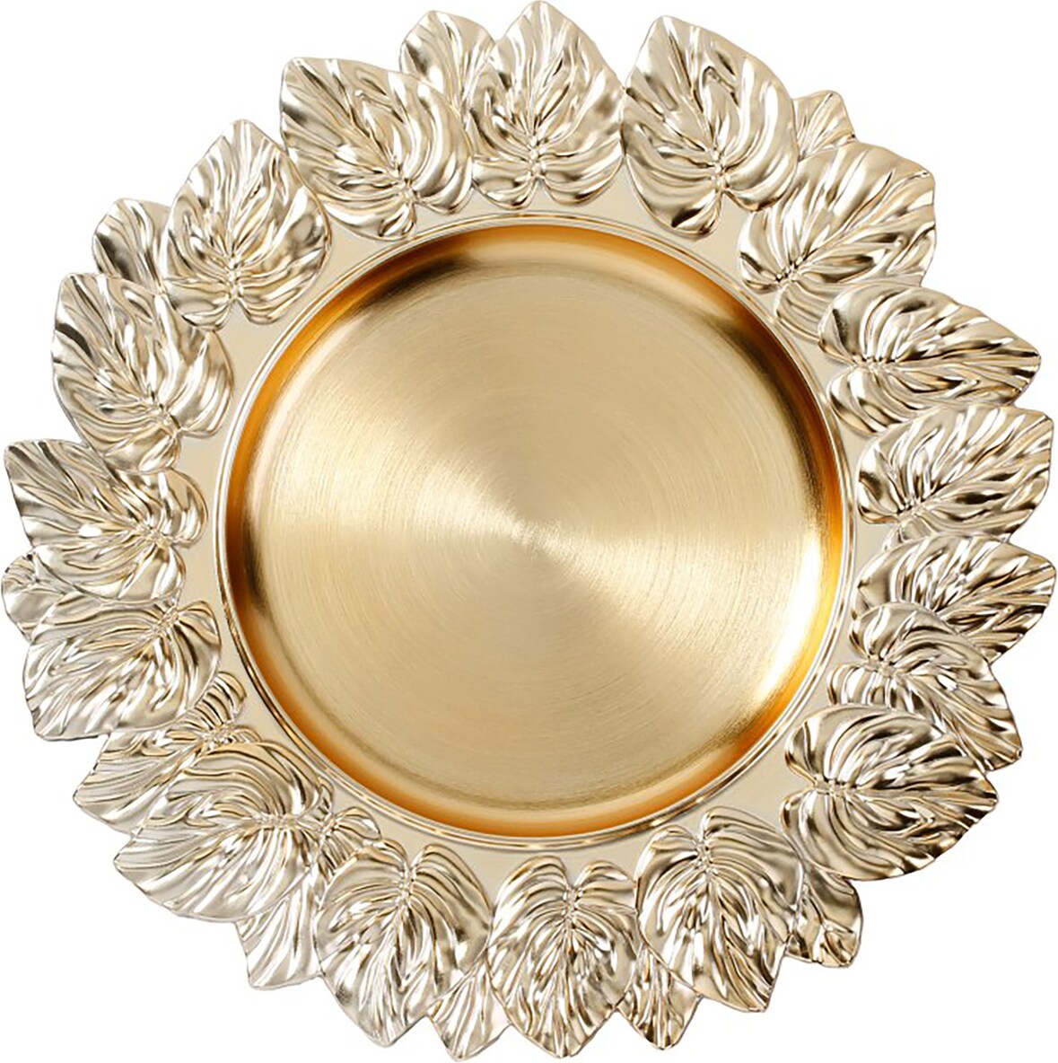 Dekoteller 35cm Kunststoff Blätter - Gold