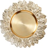 thumbnail of Dekoteller 35cm Kunststoff Blätter - Gold