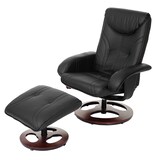 thumbnail of Relaxfauteuil HWC-C46, TV-fauteuil fauteuil met kruk, kunstleer ~ zwart