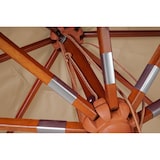 thumbnail of Gastronomie houten parasol HWC-C57, tuinparasol, polyester/hout 28kg, hoekige 4x4m trekkabel schokbestendig ~ crème