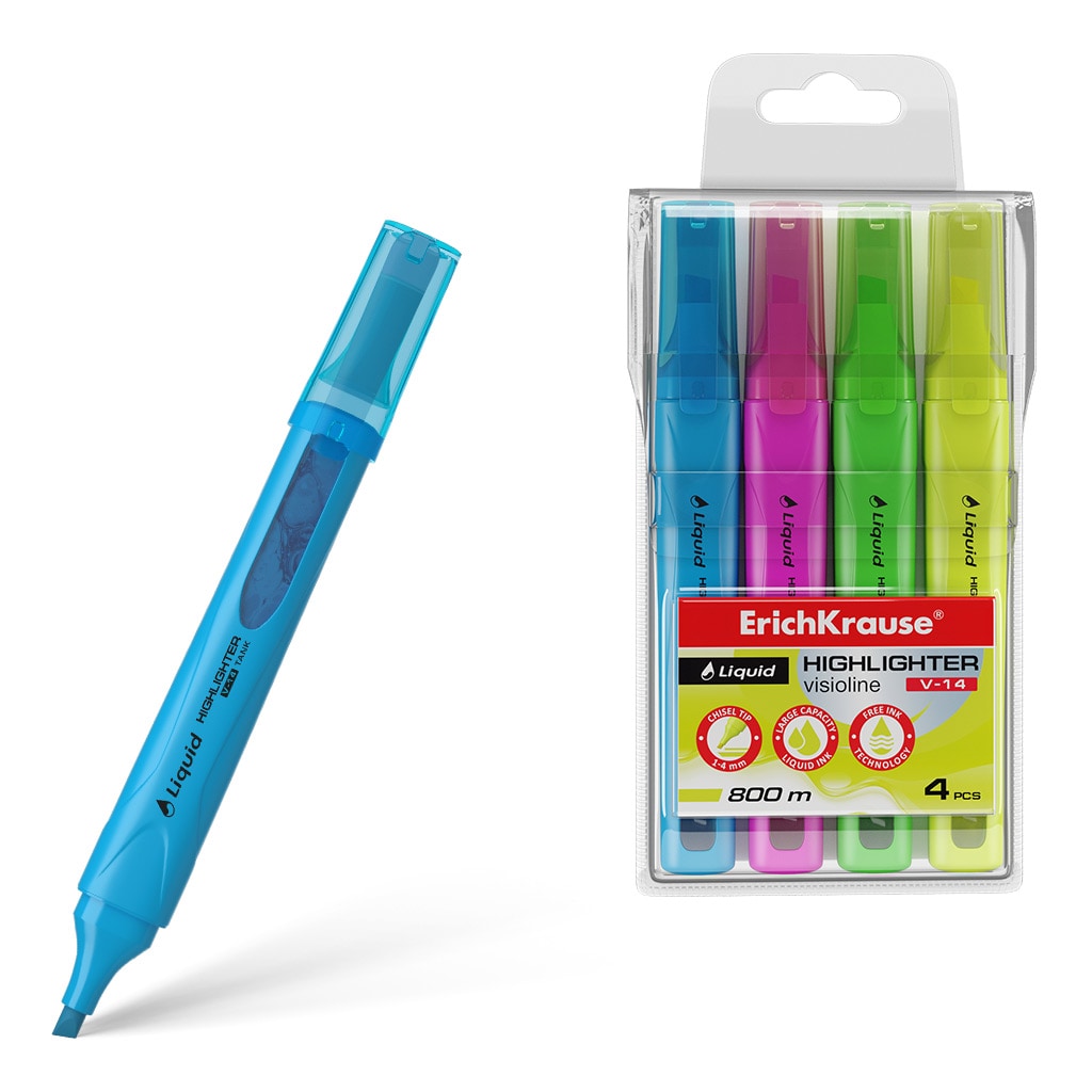 4 Textmarker V-14 Neon Leuchtstifte Schreiben Markieren Marker Set Schule Büro