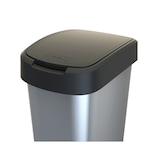 thumbnail of Rotho Twist universal Abfalleimer mit Schwingdeckel abnehmbar, 50 Liter, schwarz silber, 40,1 x 29,8 x 60,2 cm, Kunststoff glatt, einfach zu reinigen