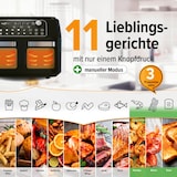 thumbnail of MAXXMEE Heißluft-Fritteuse Doppelkammer 11l - Kombination aus Heißluftofen, Grill & Fritteuse mit 2 XXL-Frittierfächern je 5,5l - Digitales Bedienfeld