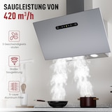 thumbnail of LEVIVO A+++ Kopffreie Dunstabzugshaube 60cm Umluft & Abluft mit 420 m³/h Luftleistung, 3 Stufen & Booster, 2 LEDs, Abzugshaube mit 2 Aktivkohlefiltern