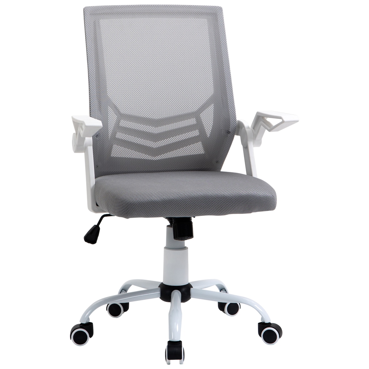 Vinsetto Sedia da Ufficio Ergonomica con Supporto in Tessuto Grigio
