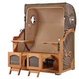 thumbnail of Strandkorb - bene living - Ammersee Teak Bullauge - PE grau - Skyline Frankfurt - Liftersystem