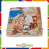 thumbnail of DayBays 100 Stk. Pizza-Karton 28x28x4 cm  Weiß Kraftpapier bedruckt mit Pizza-Motiv