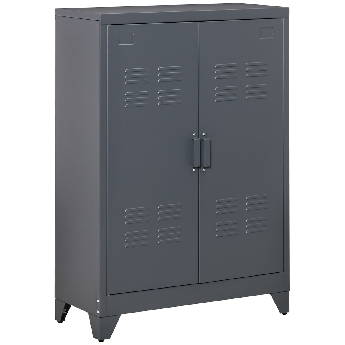 HOMCOM armario de almacenamiento aparador de metal con doble puerta y 2 estantes ajustables para oficina salón dormitorio 75x33x110 cm gris