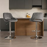 thumbnail of Banco alto Milet Veludo cinza escuro/cromo