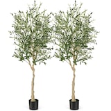 thumbnail of COSTWAY Juego de 2 Olivos Artificiales, Planta Artificial 180 cm, Planta de Interior con Maceta de Cemento, Hojas Naturales y 72 Frutos