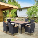 thumbnail of Outsunny Set Tavolo e Sedie da Giardino 7 Pezzi in Rattan Nero e Legno